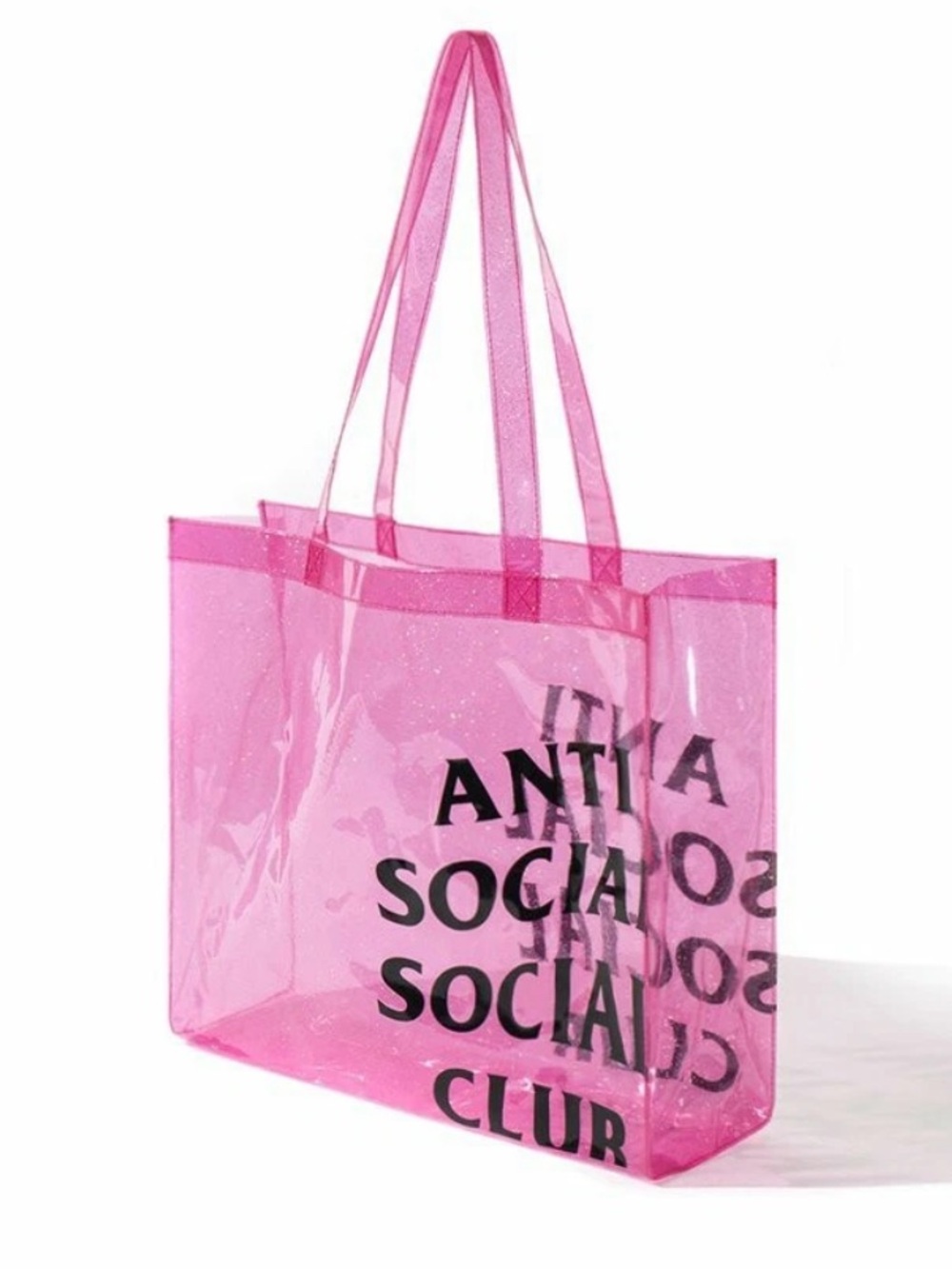 Anti Social Social Club Shimmer Pink Tote with Black Logo